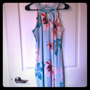 Scalloped polyester floral dress